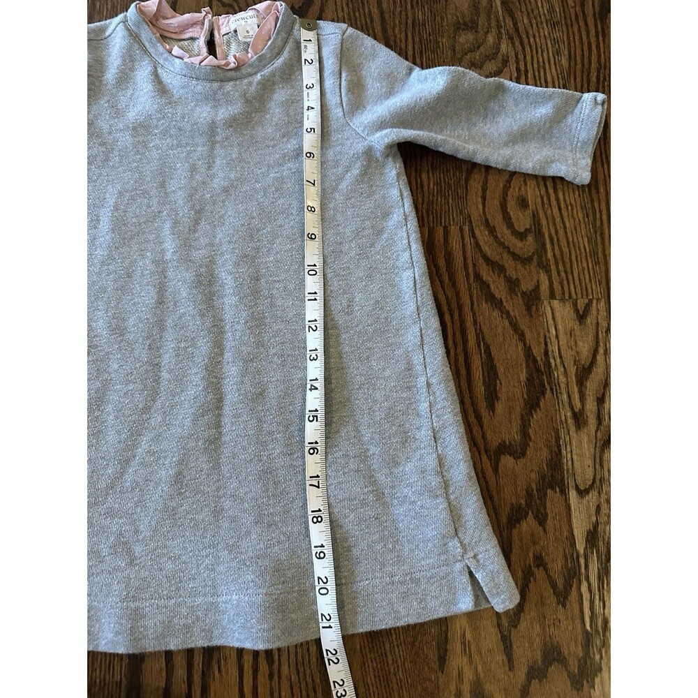 Crewcuts J Crew 100% Cotton Girls Gray Sweatshirt‎ Dress Size 6 Pink Ruffle - Picture 6 of 7